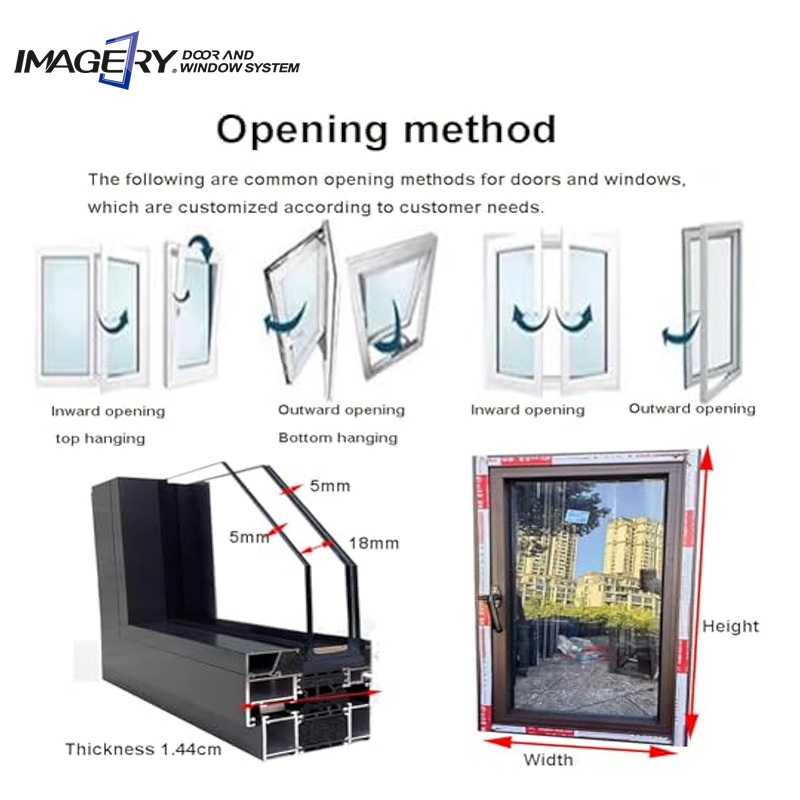 Customized Modern Villa Aluminum Glass Casement Windows Waterproof Sound Insulation With Louver For Bedroom