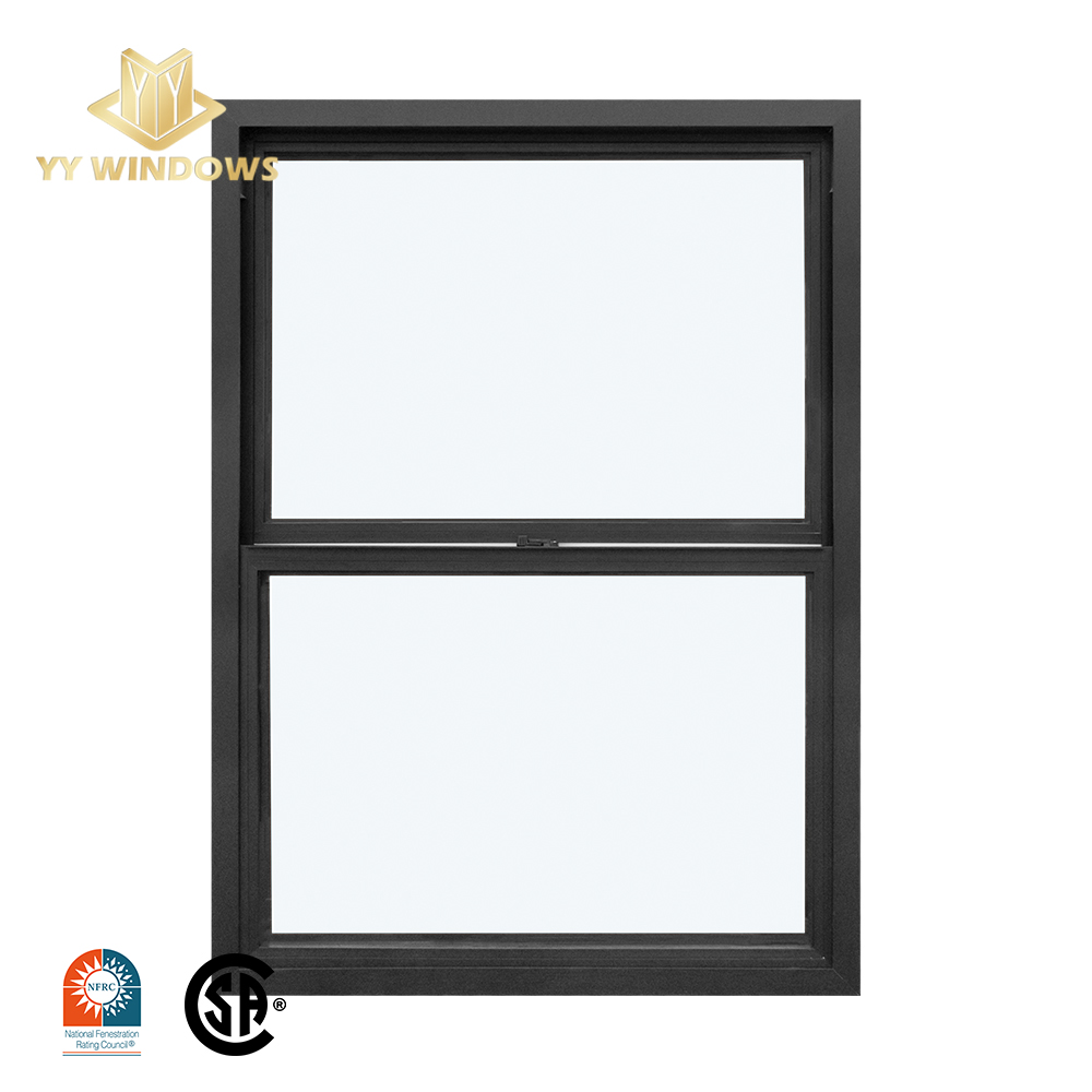 NFRC / CSA Standards Custom Design High Energy Efficiency Double Tempered Glass Upvc Pvc Vinyl Black Single Hung windows