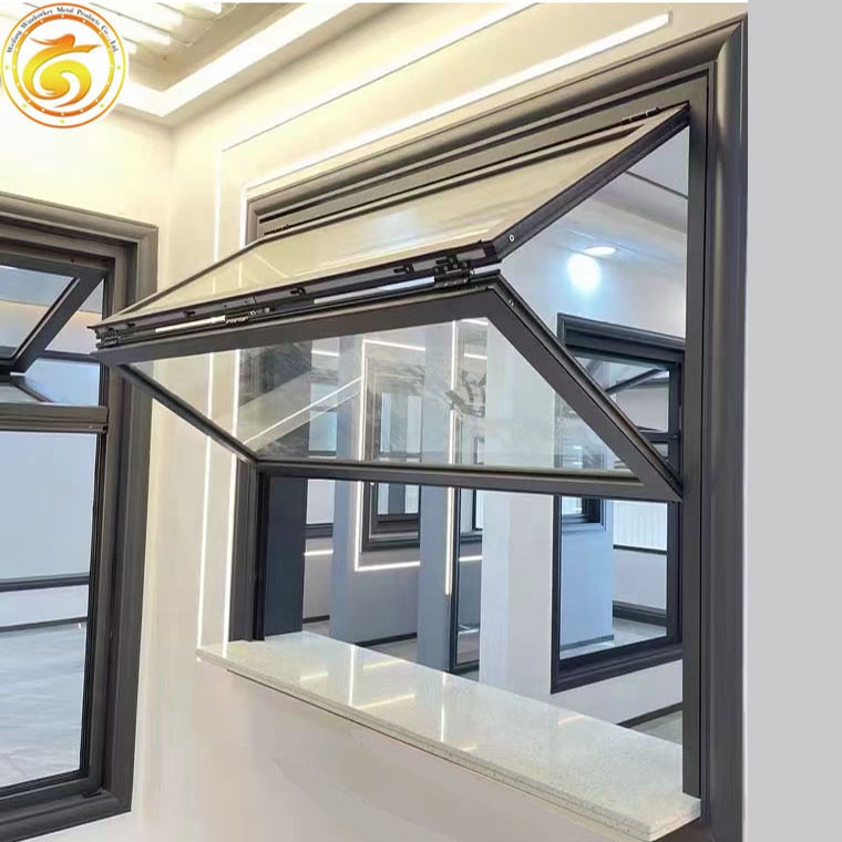 Black Hurricane Proof Aluminium Double Glass Vertical Folding Windows