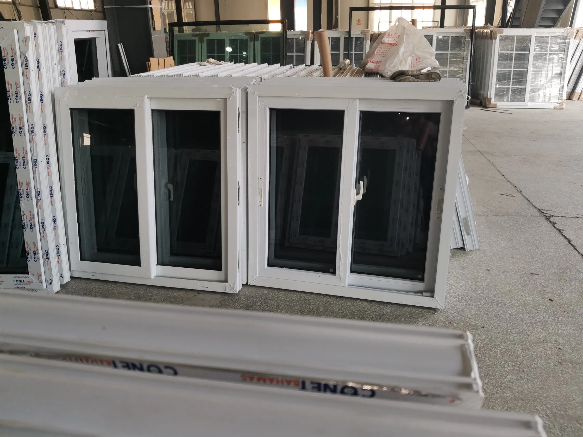 Simple Low Price UPVC Sliding Tinted Glass Window Vinyl Window for Residential
