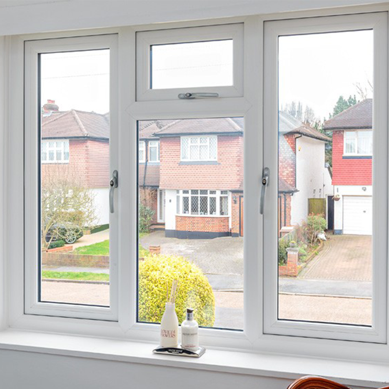 Modern Narrow Frame Commercial Customized Triple Glazed UPVC European Style Casement windows Black for Residential windows