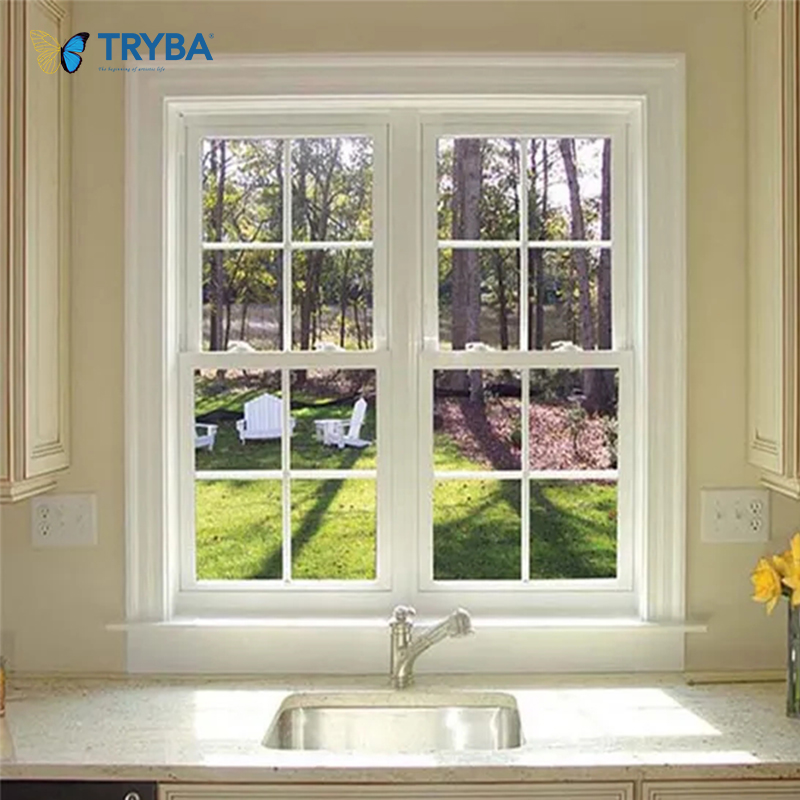American Standard Double Glazed Low U-Value Vinyl Single Hung Windows For Residential Homes