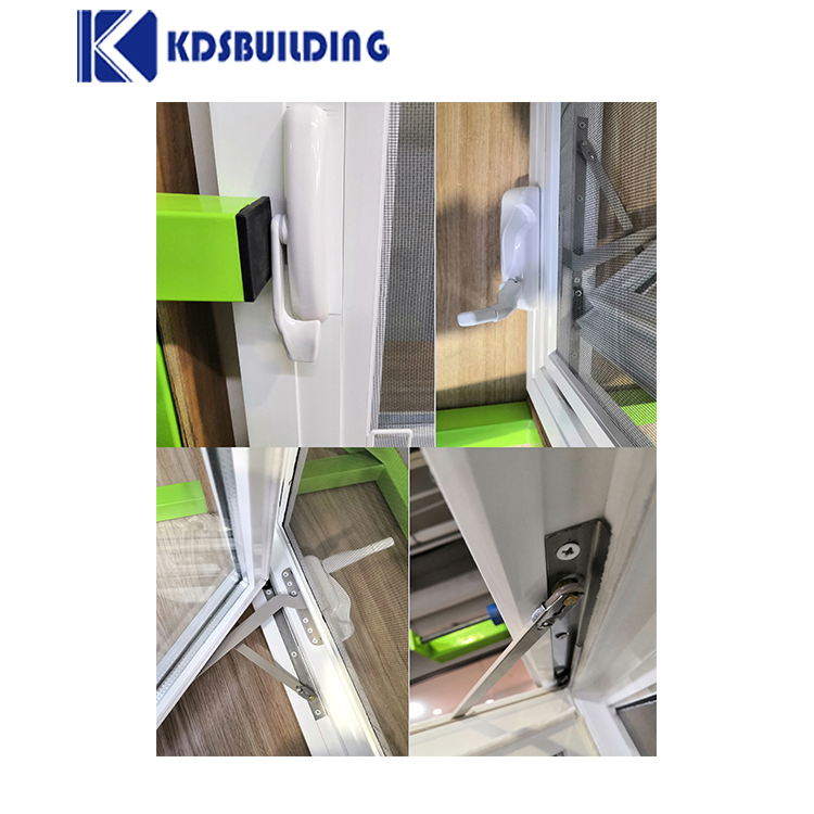 Kdsbuilding American America Plastic PVC UPVC Vinyl USA Swing Operator Open Custom Hand Crank Casement Windows with Fly Screen