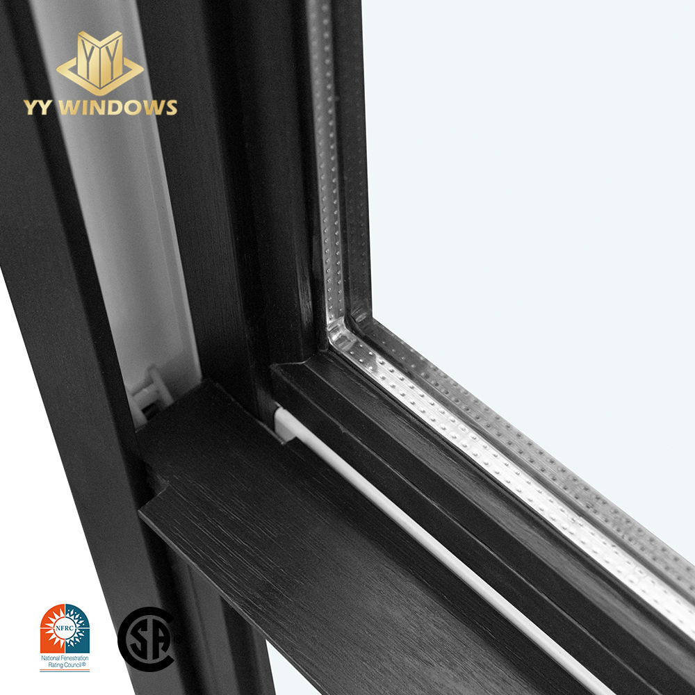 NFRC / CSA Standards Custom Design High Energy Efficiency Double Tempered Glass Upvc Pvc Vinyl Black Single Hung windows
