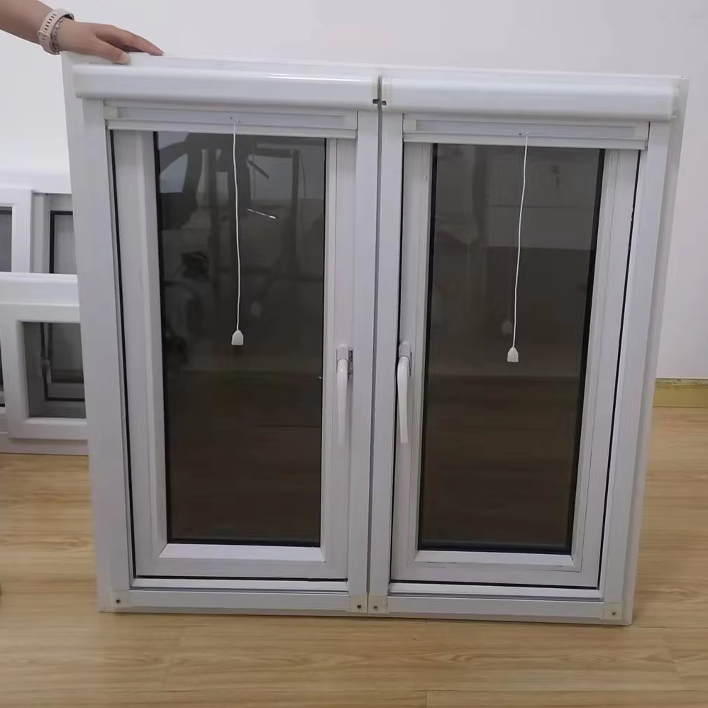 French Style UPVC Windows Laminated Glass PVC Casement Windows with Retractable Screen