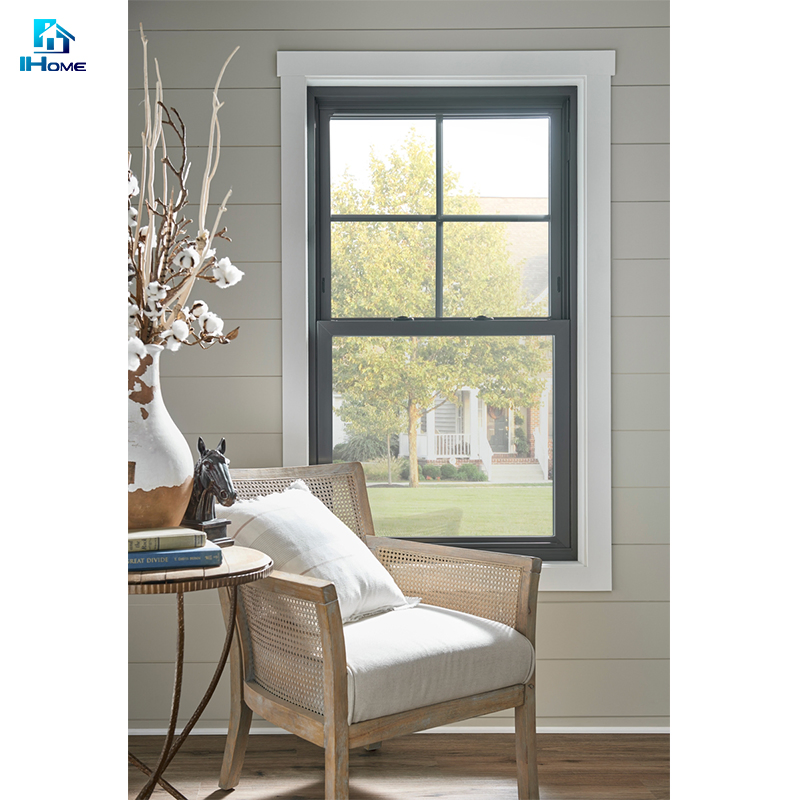 American Style Double Glass Automatic Vertical Slide Aluminium Vinyl PVC UPVC Single Hung Window