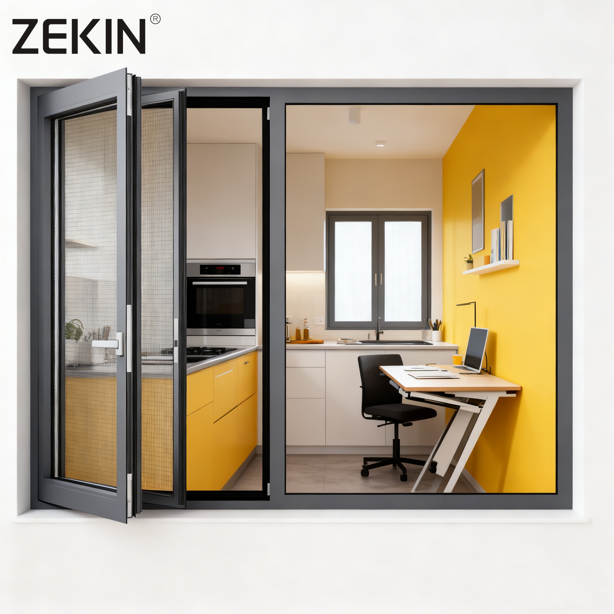 ZEKIN Villa Project Energy Efficiency Slim Frame Hurricane Proof Soundproof Minimalist Thermal Break Aluminum Casement Windows