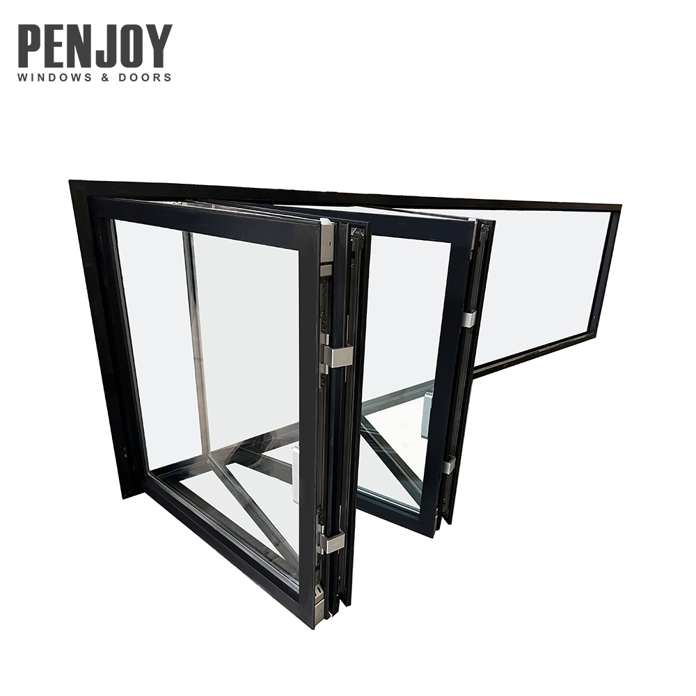 PENJOY Manufacturer Direct Insulation Aluminum Vertical Bifolding Window For Kitchen Exterior