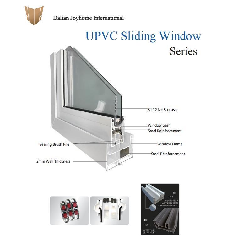 Low Price Modern Thermal Break Hurricane Impact Resistant Soundproof Vinyl White UPVC Sliding Windows with Double Glazing Glass