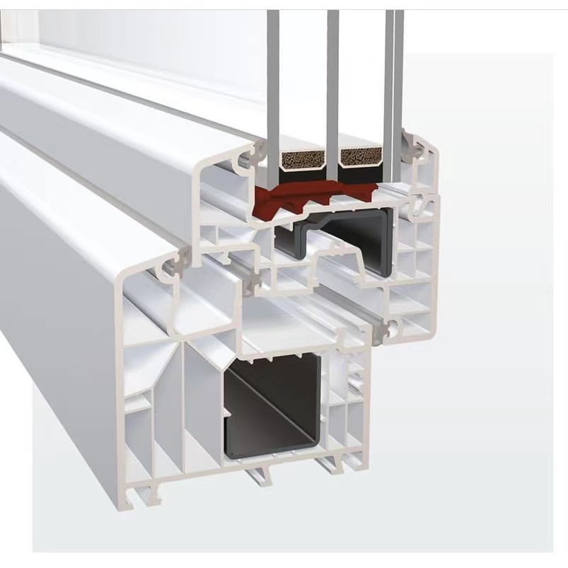 Nuoxin Tempered Glass Thermal Insulation UPVC Casement Window Vinyl Window Corner With Galvanized Steel Core
