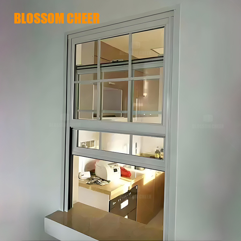 Factory UPVC Cost-Effective Single Hung Vertical Lift up Window for House