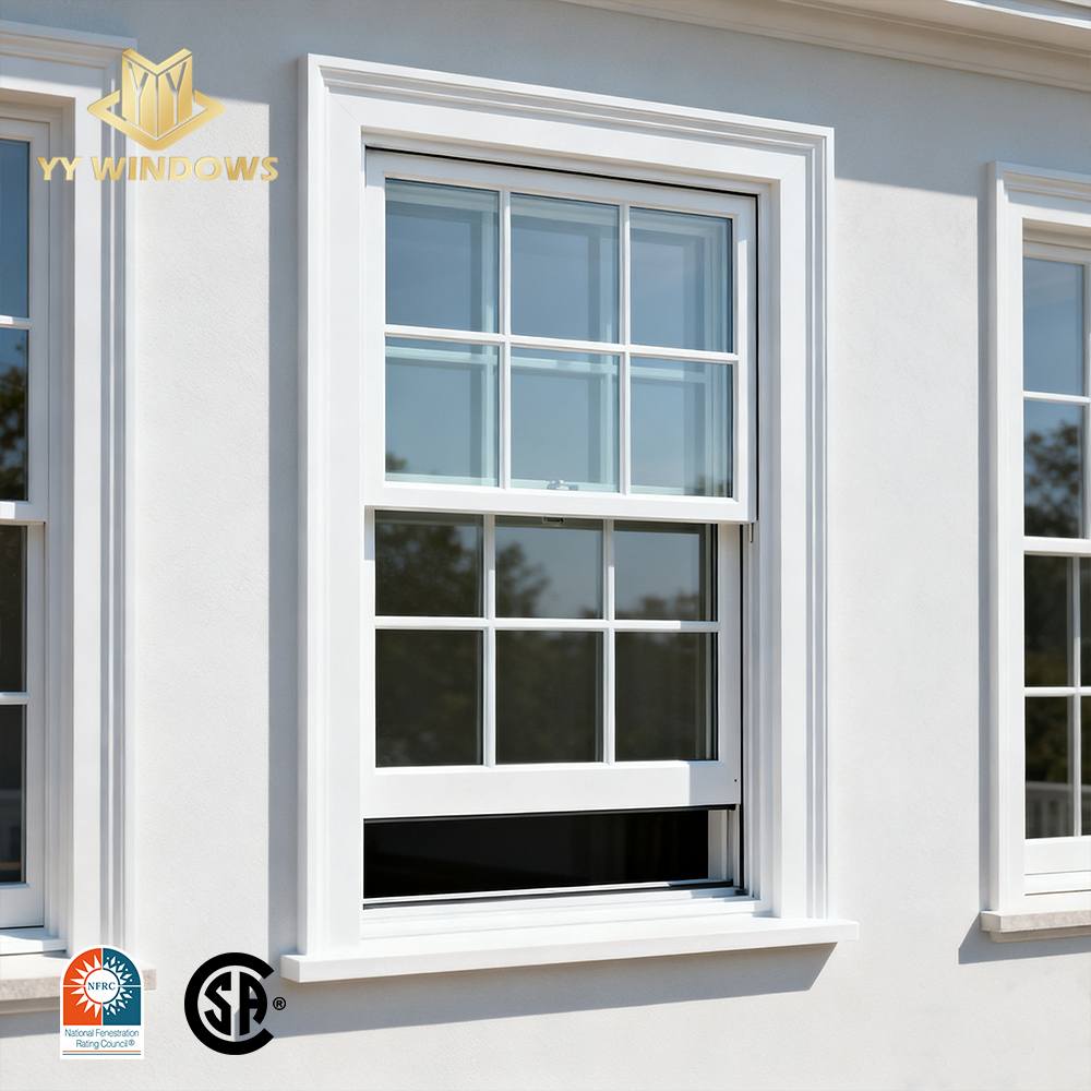 Factory Directly Supply High Airtightness Residential System Double Glazing Vinyl Upvc Pvc Single Hung windows