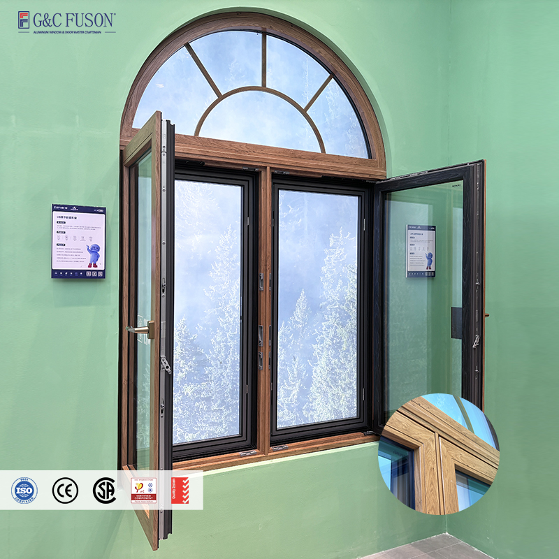 Fuson Arc Window Camber Window Steel Pvc/Upvc Windows Aluminum Double Glazed Garden Swing Window External Casement Windows/Doors