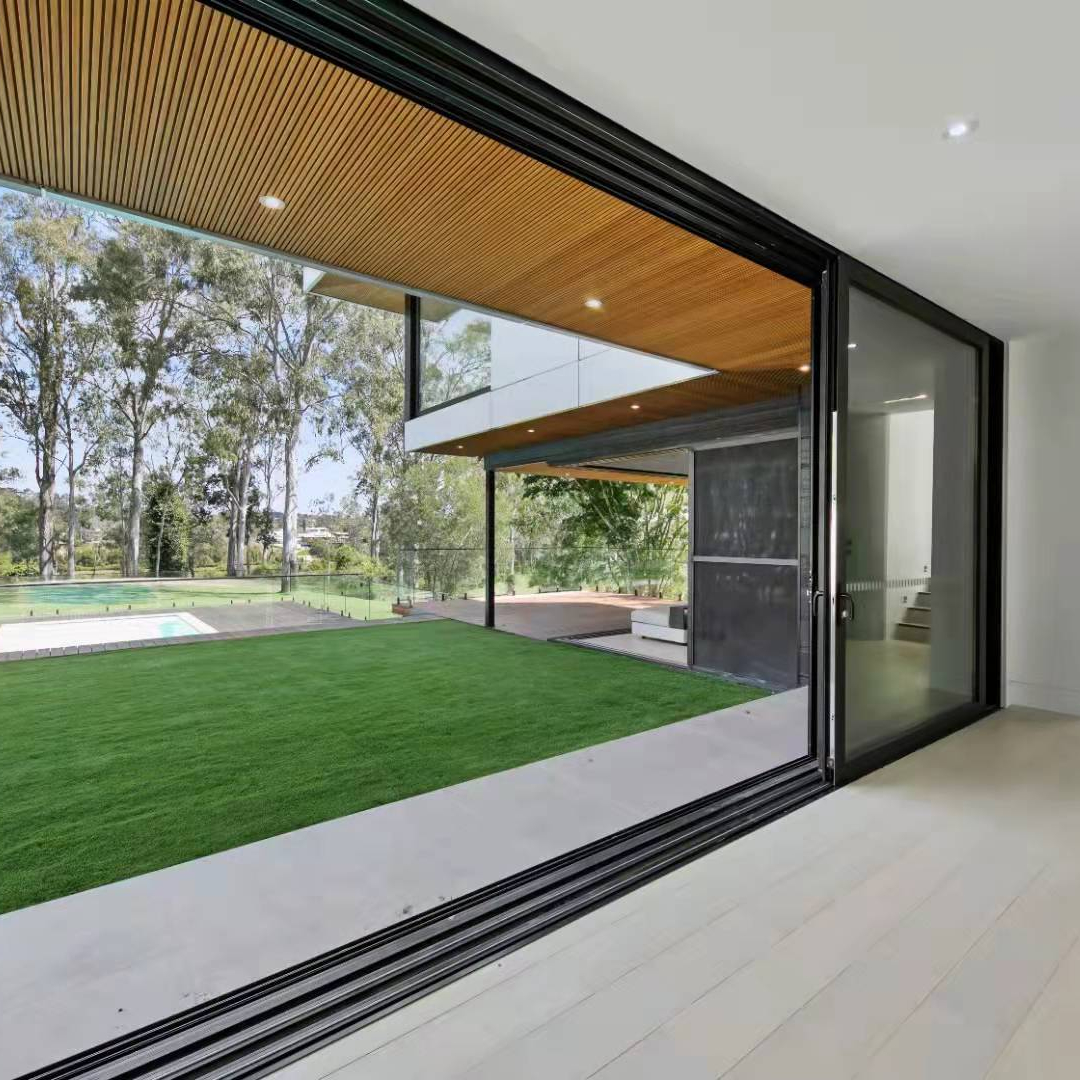 Double Glazed Low E Glass Soundproof Exterior Patio Aluminum Australia Up Down Sliding Door Standard Windows And Doors Black