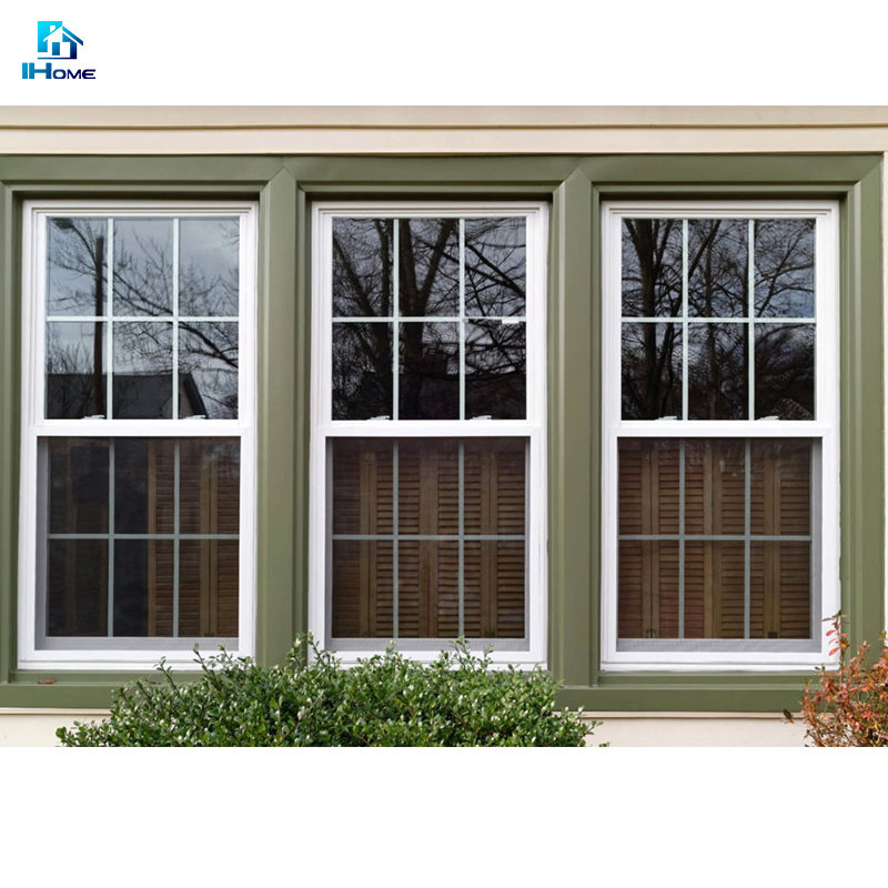 American Style Double Glass Automatic Vertical Slide Aluminium Vinyl PVC UPVC Single Hung Window