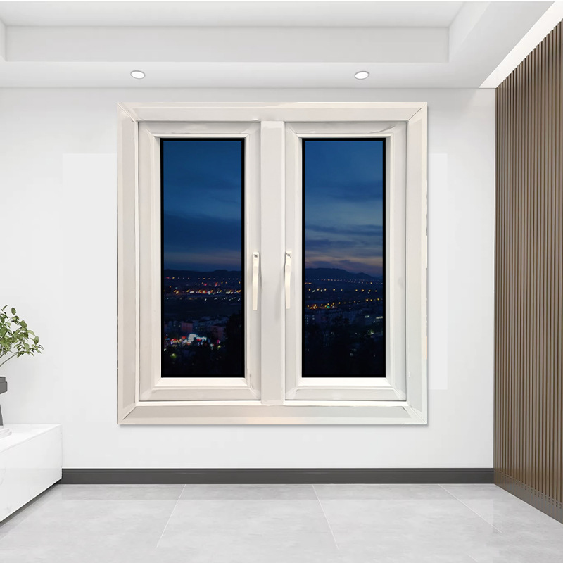 Modern Vertical Indoor UPVC Plastic Steel Casement Window Heat Insulation Swing None Glass Foshan Guangdong