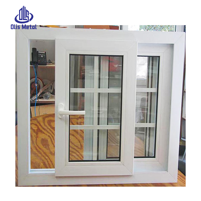 Simple American-style Vinyl UPVC Grille Design Low-e Glass Sliding windows PVC Profile Frame For windows With Insect Screen