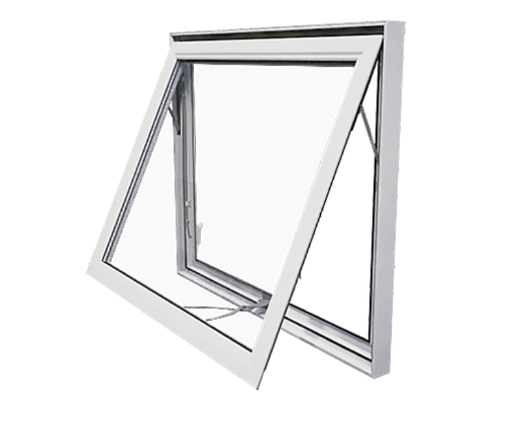 Modern Design Hot Sale Vinyl Double Glazed Glass Top Hung Window Soundproof Bathroom UPVC PVC Outward Opening Apartment Hotel