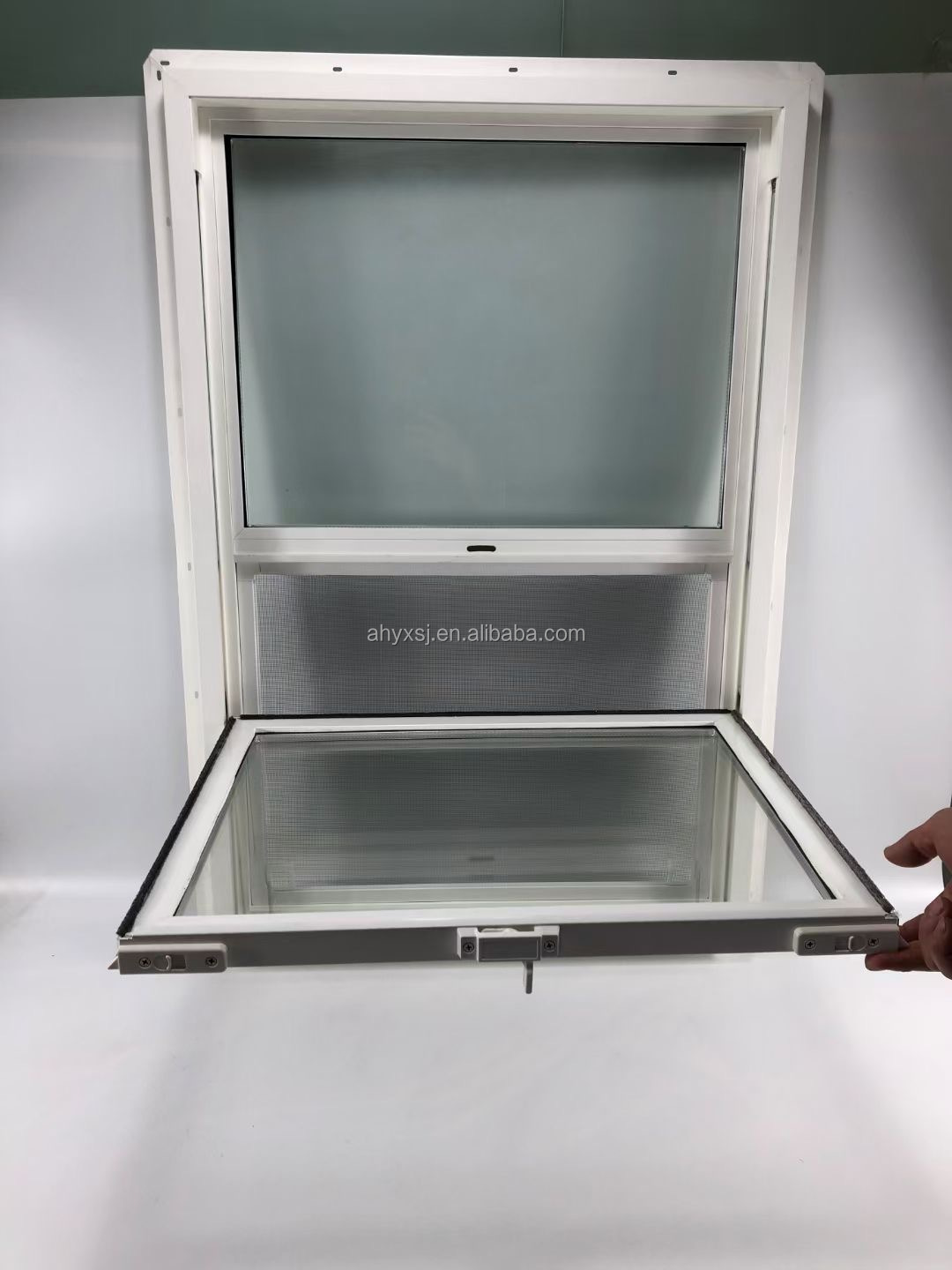 Australian Standards Profile PVC Double Hung Windows Hurricane Proof Double Tempered Low E Glass UPVC Vinyl Windows