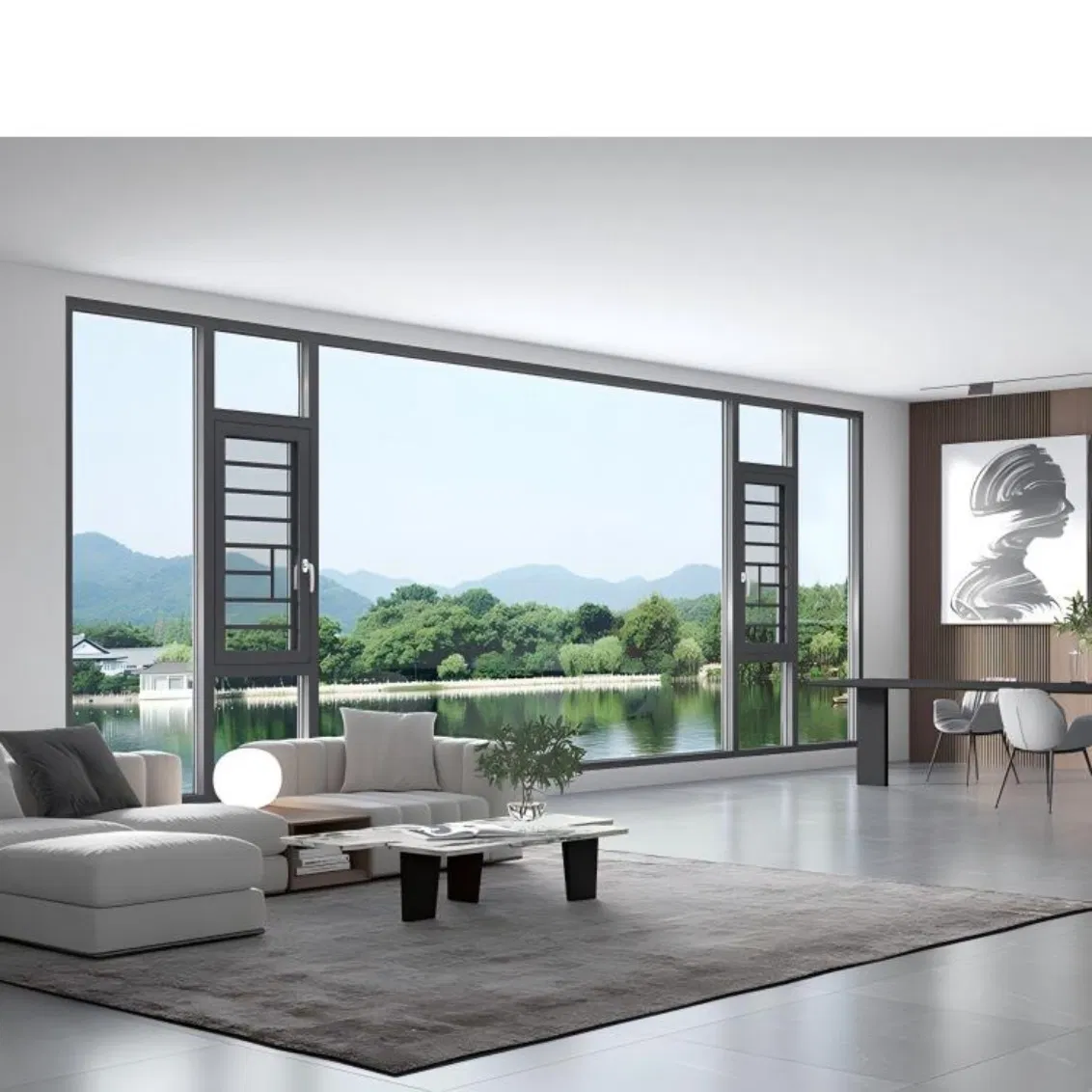 Elegant Attractive Double Glazing Window with Three Stations Work