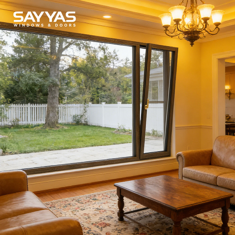 Sayyas Windows P120 Modern European High Performance Energy Saving Tilt Turn Window For Kitchen 5 Year Warranty Wood Material
