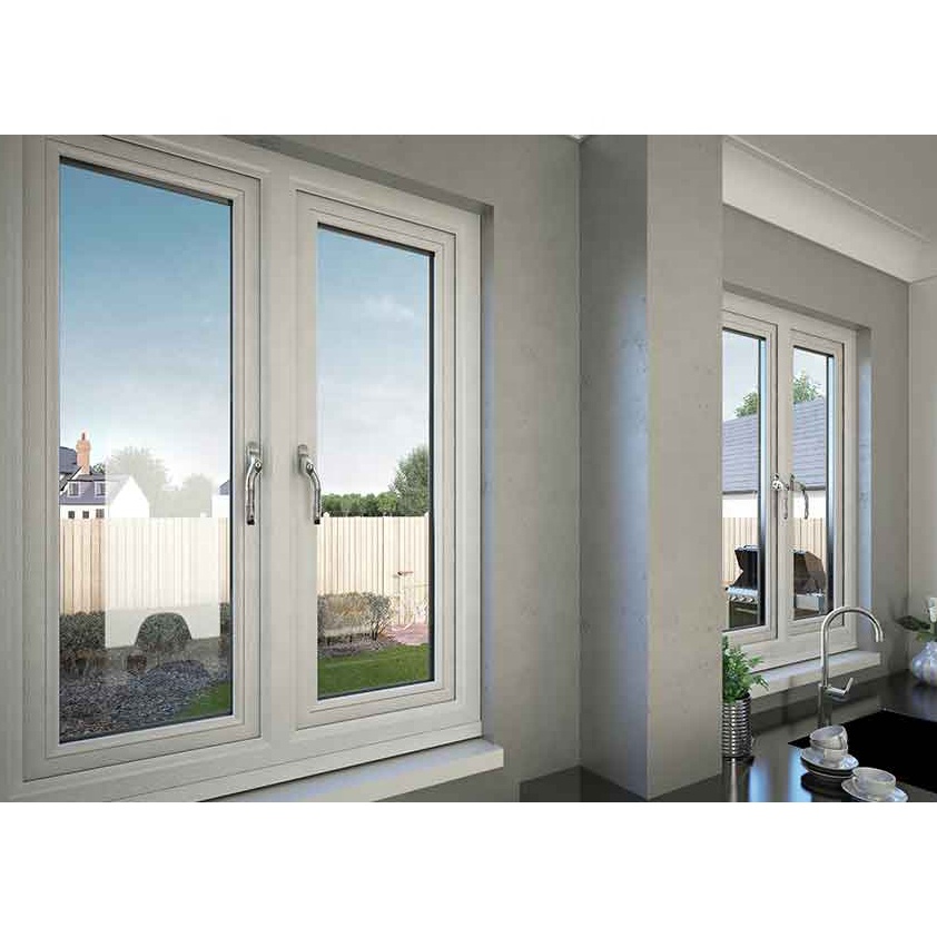 Factory Directly Supply Hurricane Impact Vinyl Casement windows American Style Soundproof Double Glazing Upvc Swing Window