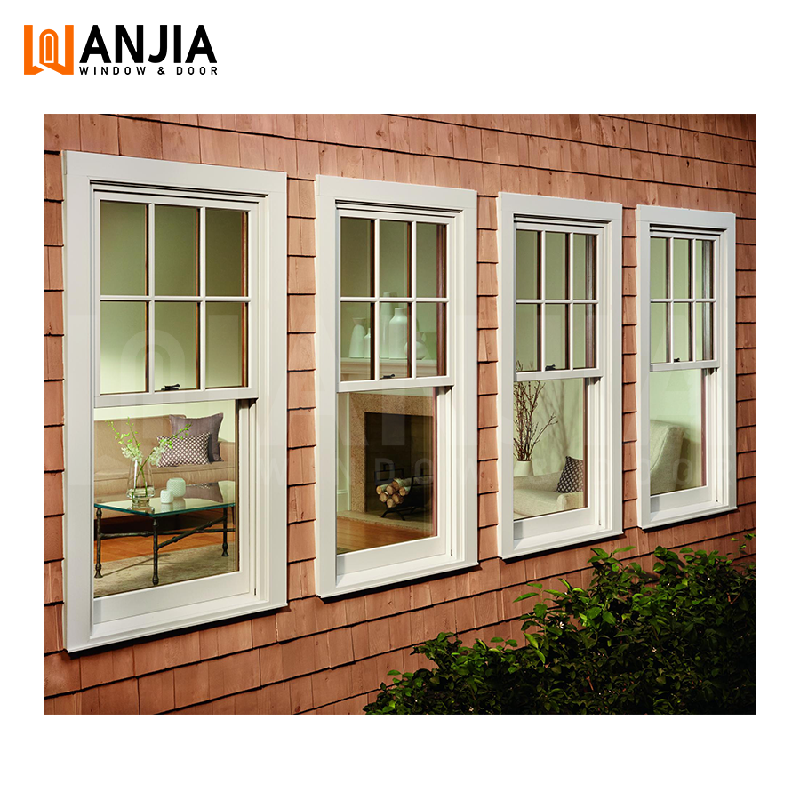 American Style Energy Efficient PVC Hung Window UPVC Single Double Hung Sash Window Vertical Sliding Window