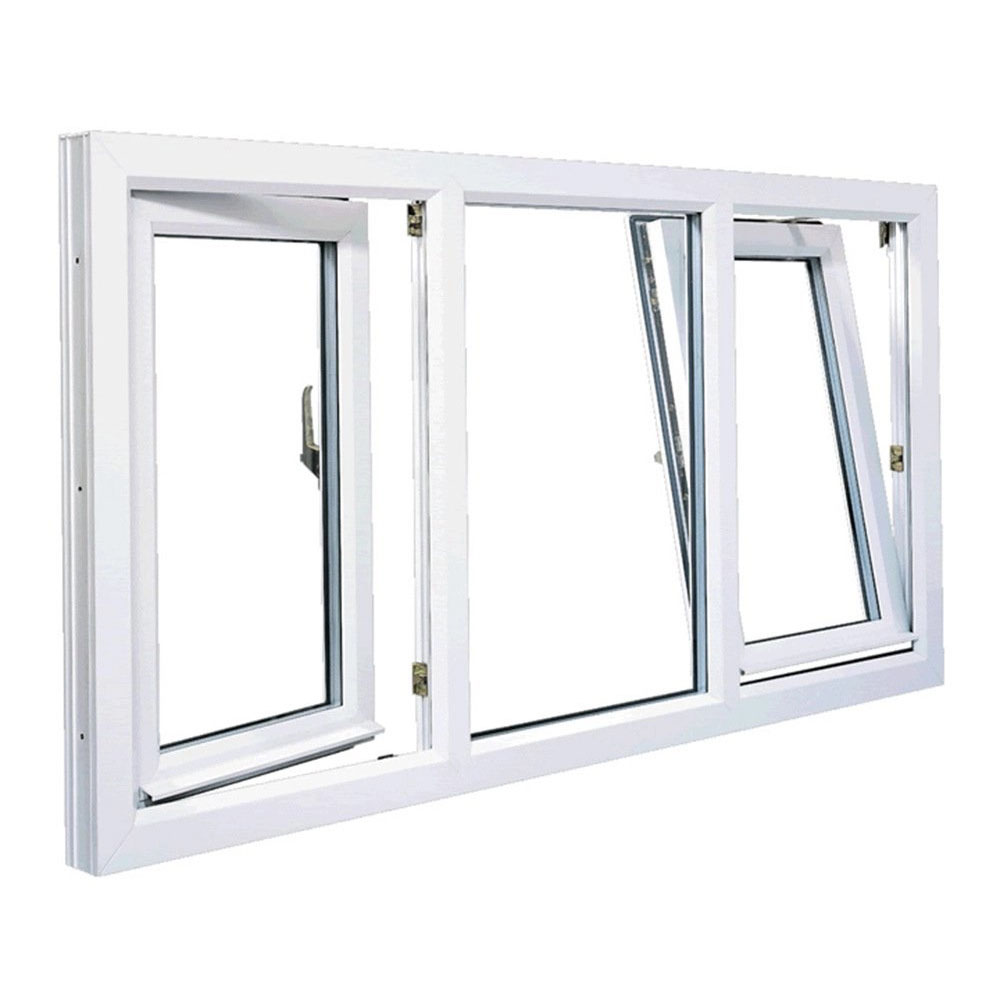 High Energy Efficient White Upvc Window Customized Large View Double Glazed Window Tilt and Turn Pvc Windows
