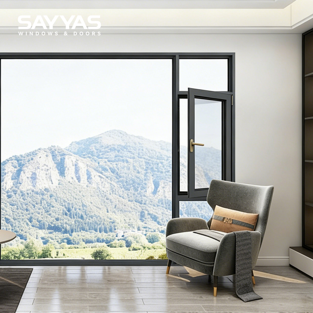 Argon Gas Filled Low E Glass 88 Series UPVC Window Energy Efficient Thermal Sayyas Windows DC88