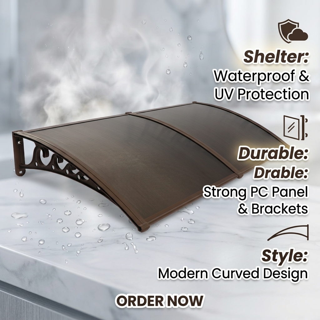 Plastic Steel Bracket Polycarbonate Door Window Awning Outdoor Waterproof Rain Shelter