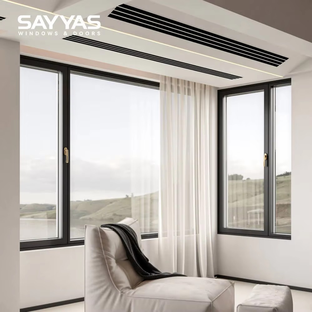 Sayyas Windows DCsty105 Luxury Aluminum-clad Heat Insulation Triple Glazed Soundproof Casement UPVC Windows Manufacturer China
