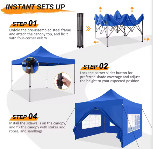 Wholesale Custom Heavy Duty Double Layer Canopy 10x10ft Folding Church Windows Polyester Fabric Waterproof Outdoor All Seasons