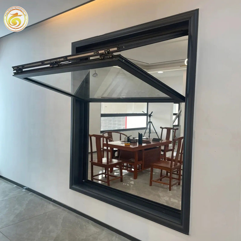 Black Hurricane Proof Aluminium Double Glass Vertical Folding Windows