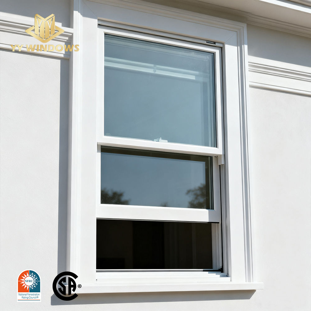 Window Manufacturer Project Design Residential Commercial Flat House Villa Hotel Office Building Pvc Vinyl Single Hung windows