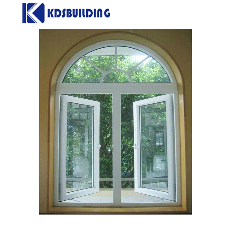 Kdsbuilding Round Custom Casement UPVC Glass Arch Top Casement Window Vinyl