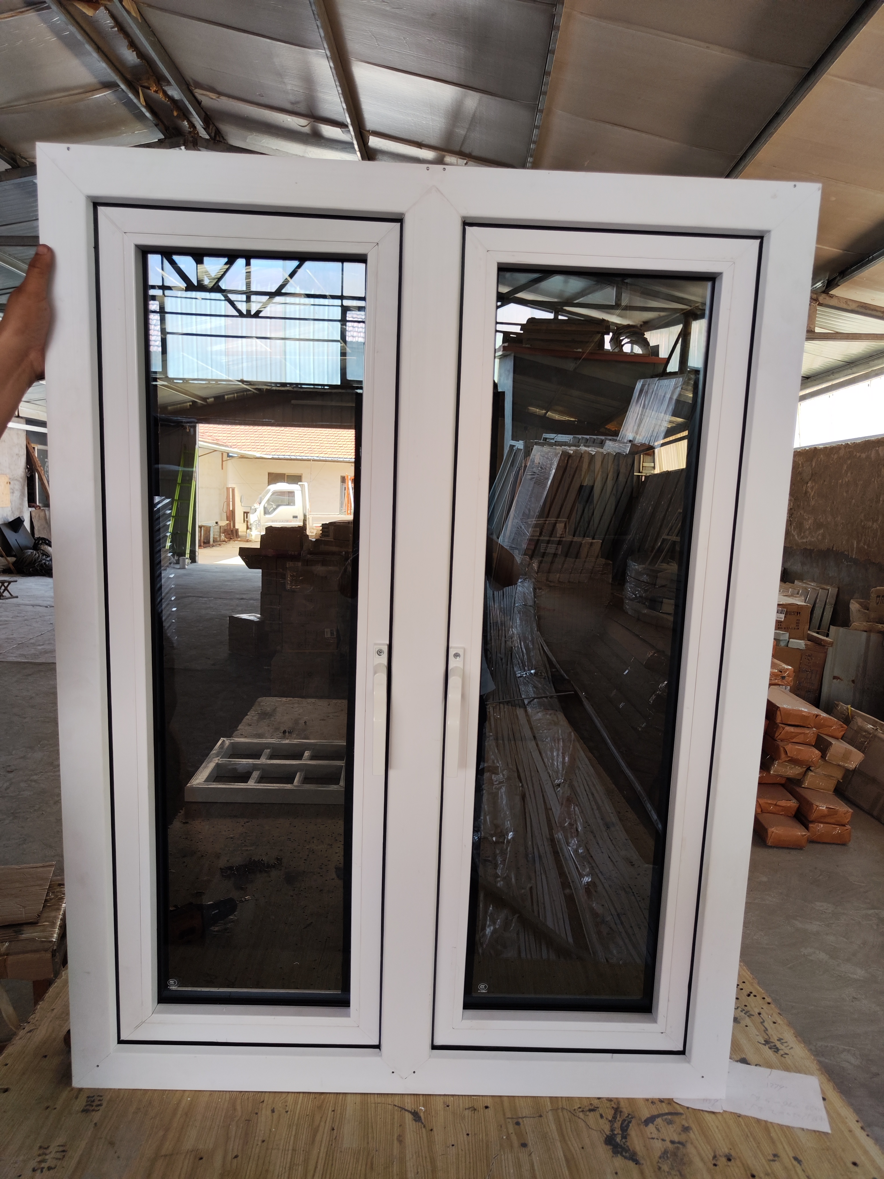 UPVC PVC Profile Hurricane Impact Bay windows With Double Glass and Screen