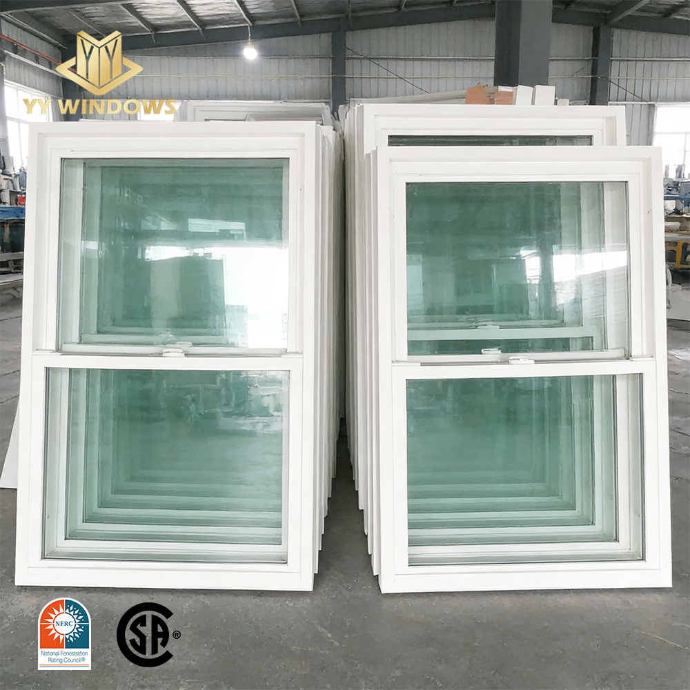 Window Manufacturer Project Design Residential Commercial Flat House Villa Hotel Office Building Pvc Vinyl Single Hung windows