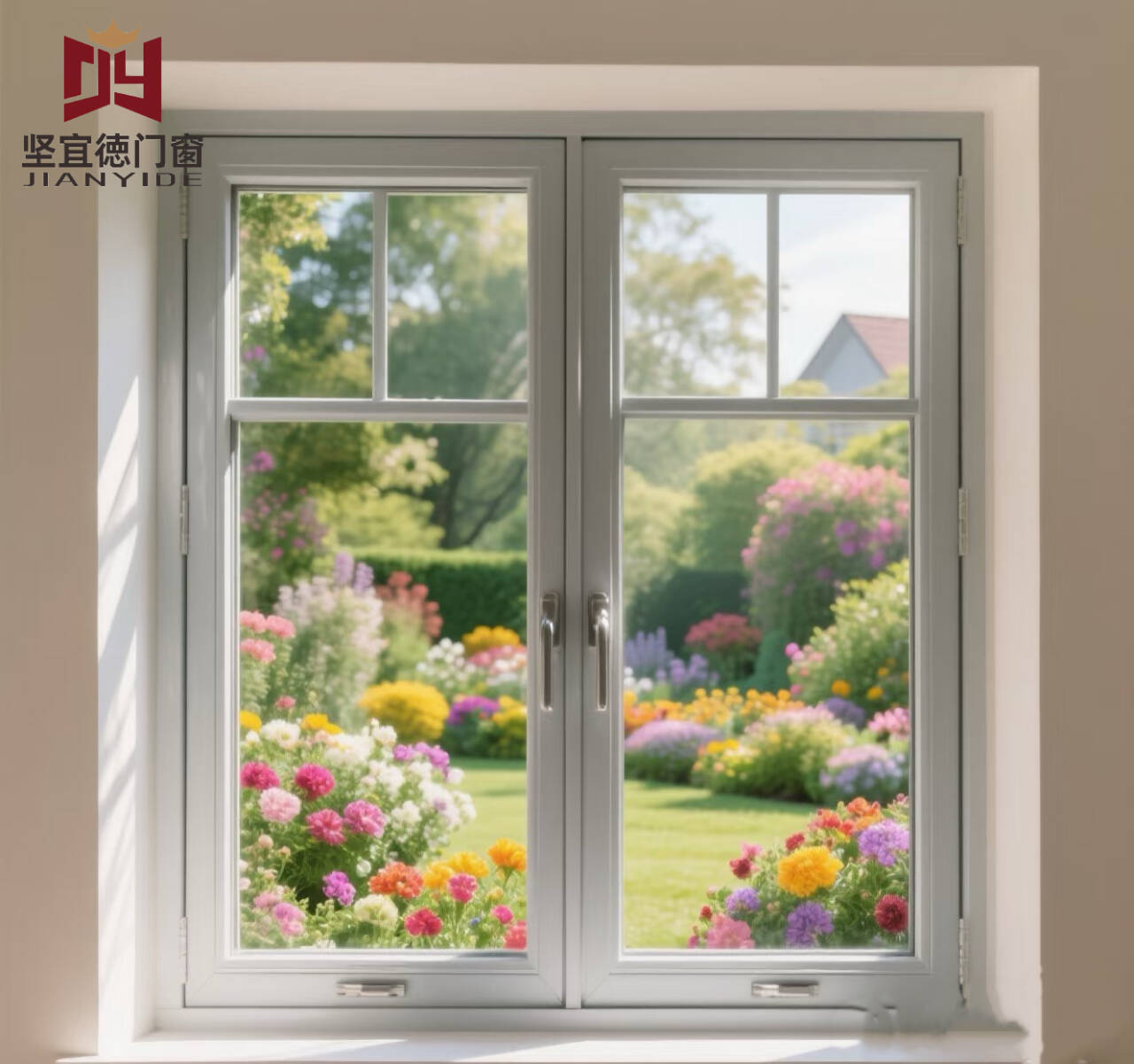 Modern Security UPVC Casement Window Multi-point Locking Steel Liner Reinforcement Swing Open Windproof for Kitchen Bathroom