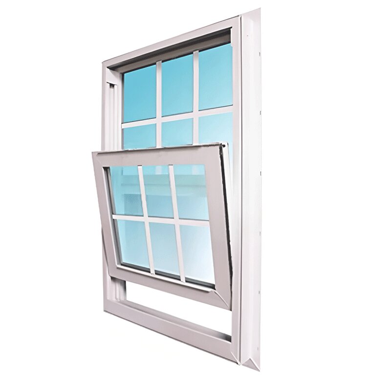 Easy Clean &amp; Sliding Tilt Wash White UPVC Single Hung Window Modern Design for Residential Commercial Buildings