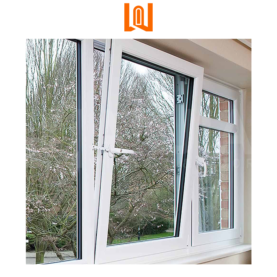 NFRC American Style Soundproof Vinyl Tilt and Turn Window House Single Glass Design UPVC Casement windows