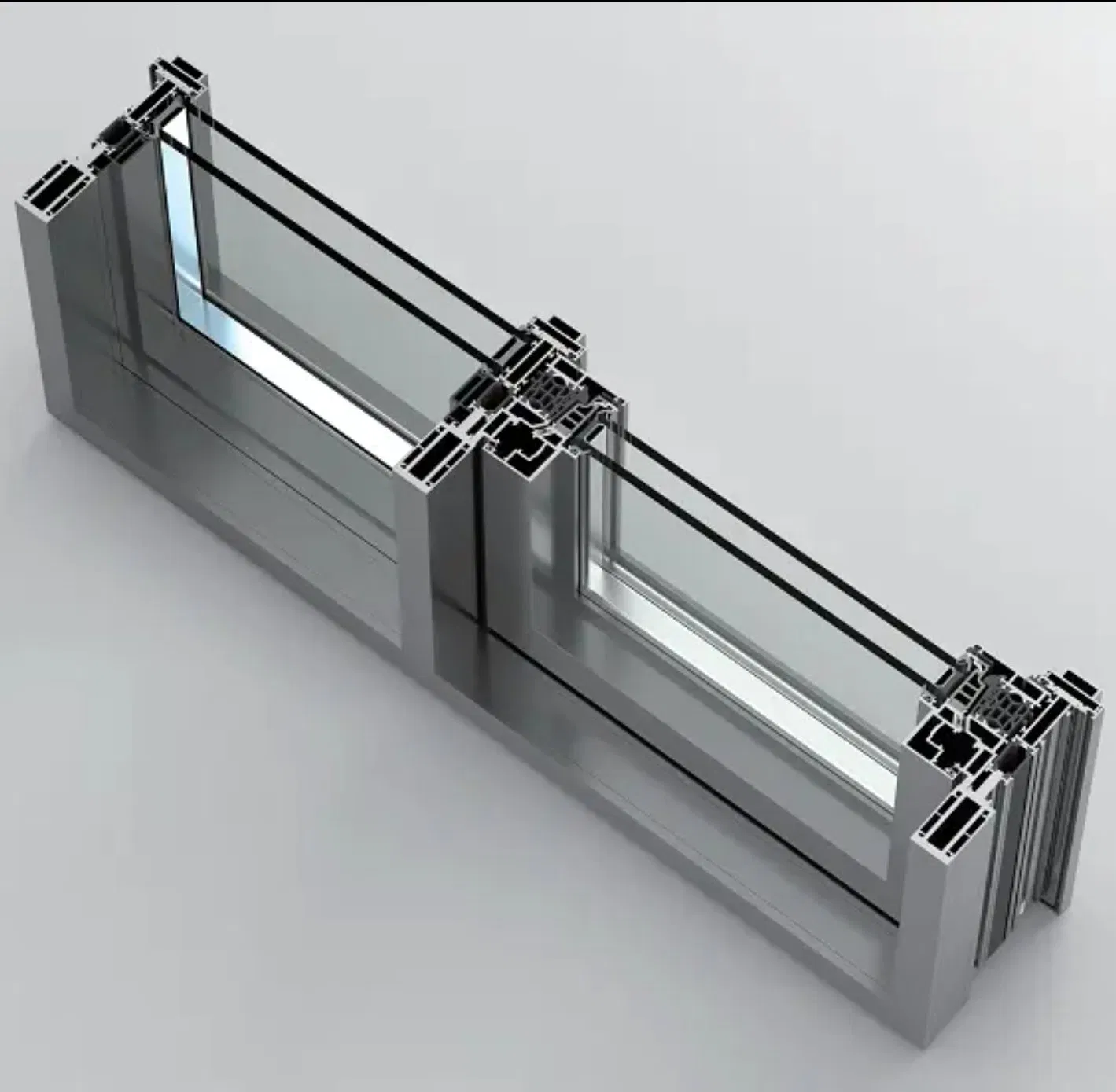 Soundproof Curtain Wall Facade Hidden Frame Aluminum Window and Doors