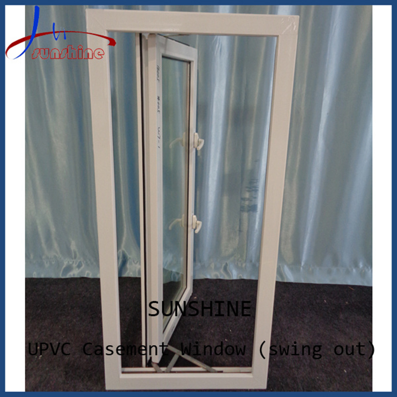 Customized UPVC PVC Single Panel Swing out Window with Fixed Glass Window