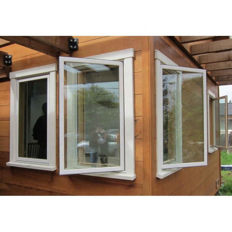 Factory Directly Supply Hurricane Impact Vinyl Casement windows American Style Soundproof Double Glazing Upvc Swing Window
