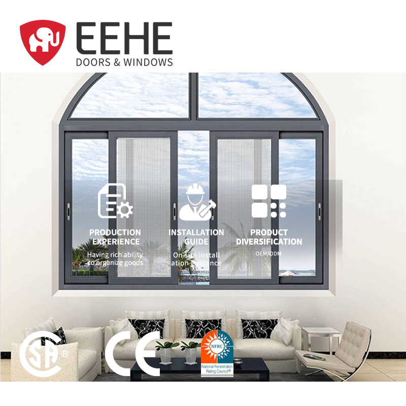 EEHE Aluminum Alloy Exterior Panoramic Waterproof Sliding Windows CE Certified Thermal Break Windproof Anti-Fall Mosquito-Proof