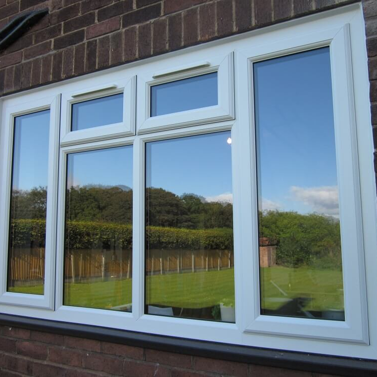 Modern Style UPVC French Casement Bay Window Double Tempered Clear Glass Swing Open Plastic Frame Magnetic Screen for Villas