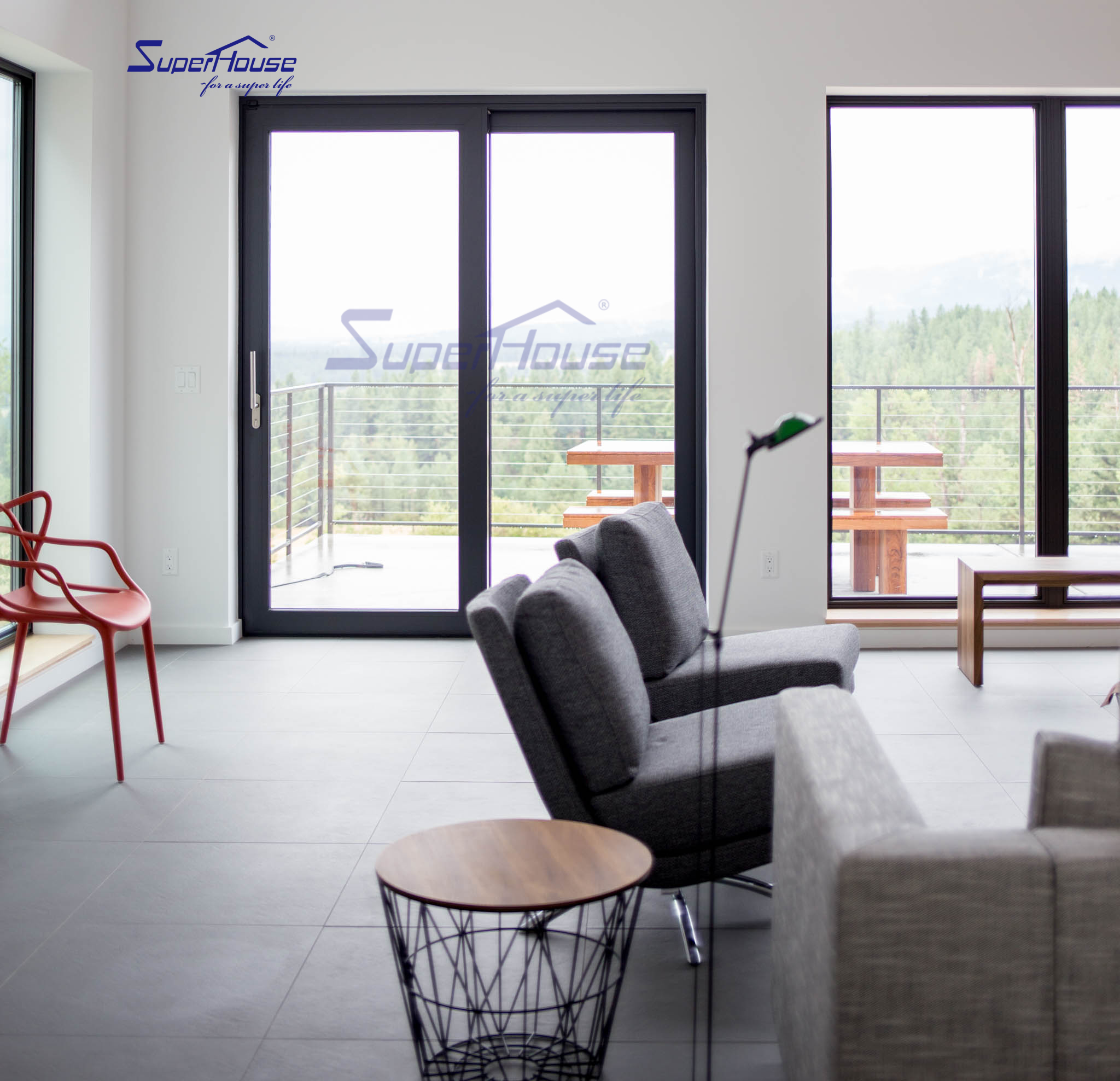 Double Glazed Low E Glass Soundproof Exterior Patio Aluminum Australia Up Down Sliding Door Standard Windows And Doors Black
