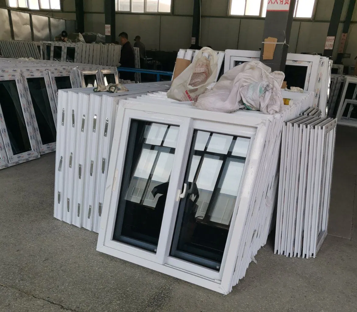 Simple Low Price UPVC Sliding Tinted Glass Window Vinyl Window for Residential