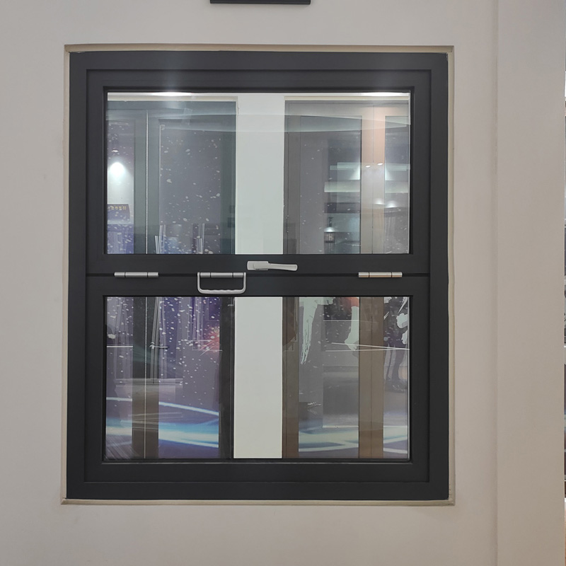 Black Hurricane Proof Aluminium Double Glass Vertical Folding Windows