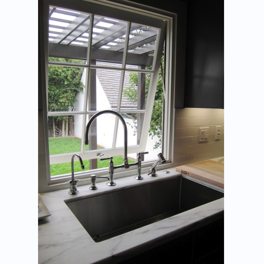 CBMmart Double Tempered Glass Aluminum Windows Top Hung Villa Home Well-Ventilated UPVC Window Manual Aluminum Awning Window