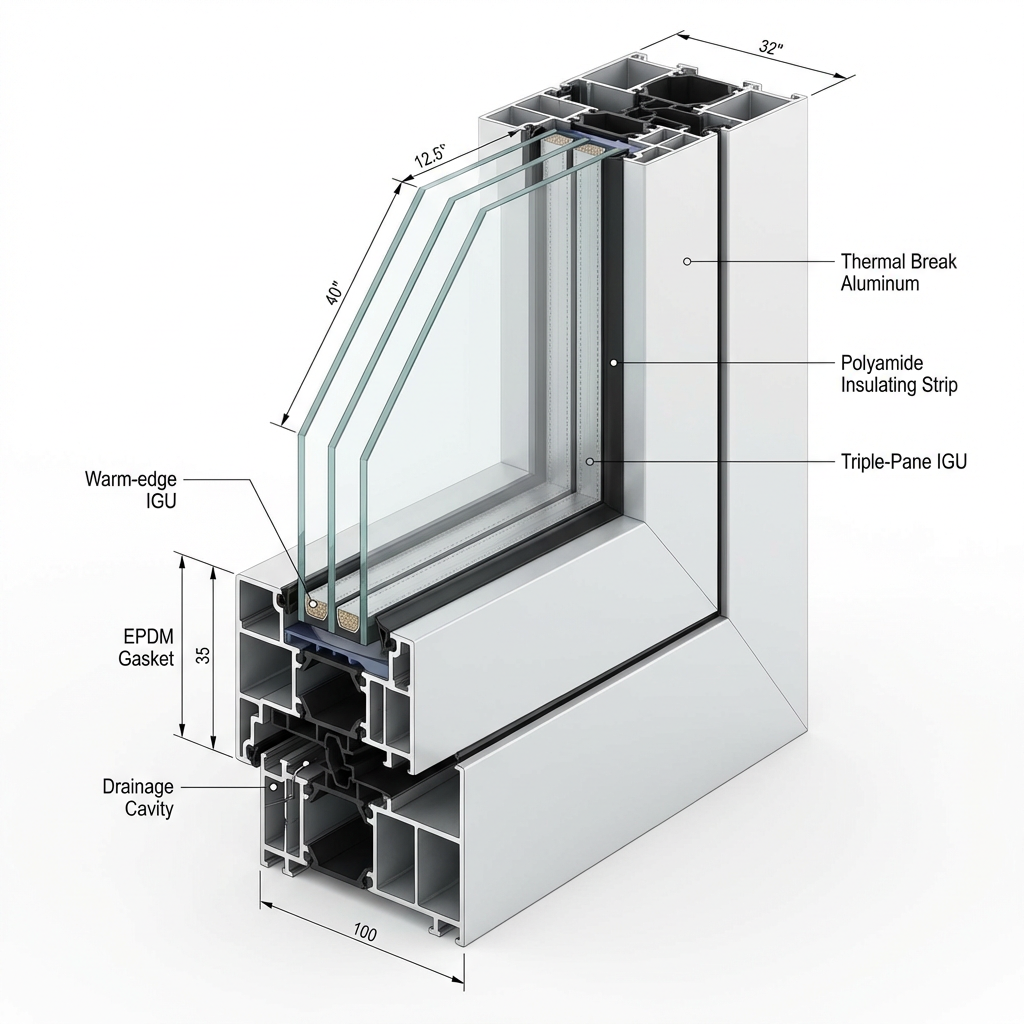 High Performance Energy Saving PVC Casement Window | T Tilt and Turn Window | Low-E Glass Vinyl Window for Cold Climate